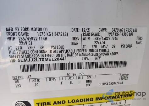 2021 Lincoln Navigator Reserve from USA, damaged, VIN 5LMJJ2LT0MEL20441